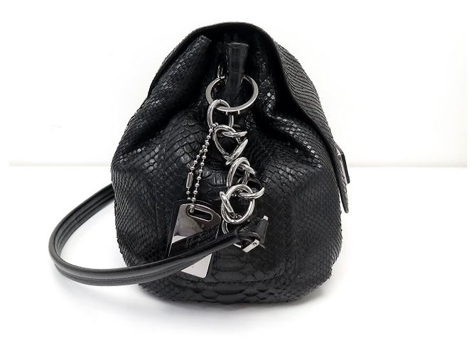 BARBARA BUI JULES PYTHON LEATHER BLACK SHOULDER BAG - view 4