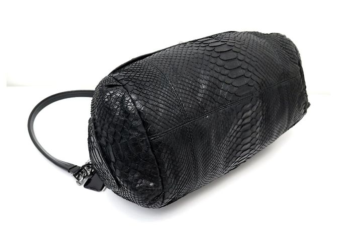 BARBARA BUI JULES PYTHON LEATHER BLACK SHOULDER BAG - view 5