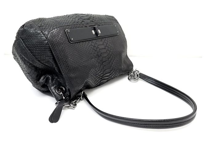 BARBARA BUI JULES PYTHON LEATHER BLACK SHOULDER BAG - view 6