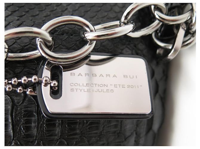 BARBARA BUI JULES PYTHON LEATHER BLACK SHOULDER BAG - view 8