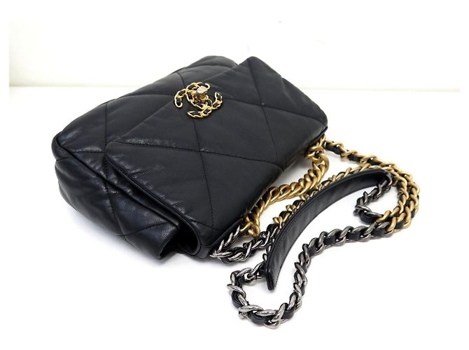 BORSA CHANEL 19 AS1160 IN PELLE NERA LOGO CC BORSA A SPALLA Nero - vista 4