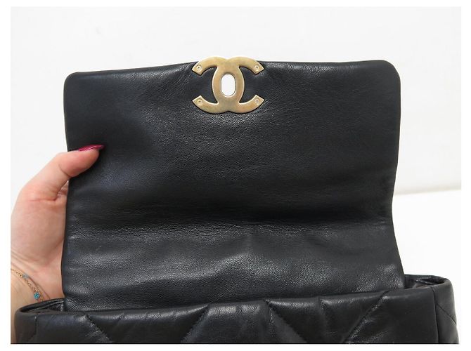BORSA CHANEL 19 AS1160 IN PELLE NERA LOGO CC BORSA A SPALLA Nero - vista 7
