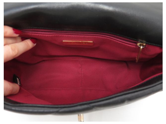 BORSA CHANEL 19 AS1160 IN PELLE NERA LOGO CC BORSA A SPALLA Nero - vista 8