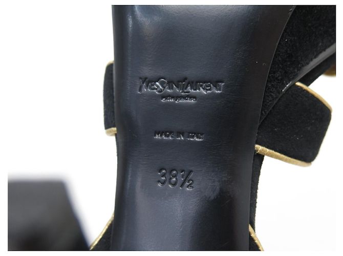 SANDALI IN CAMOSCIO NERO YVES SAINT LAURENT TRIBUTE BL 267367 38.5 - vista 10