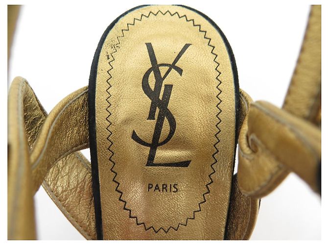 SANDALI IN CAMOSCIO NERO YVES SAINT LAURENT TRIBUTE BL 267367 38.5 - vista 7