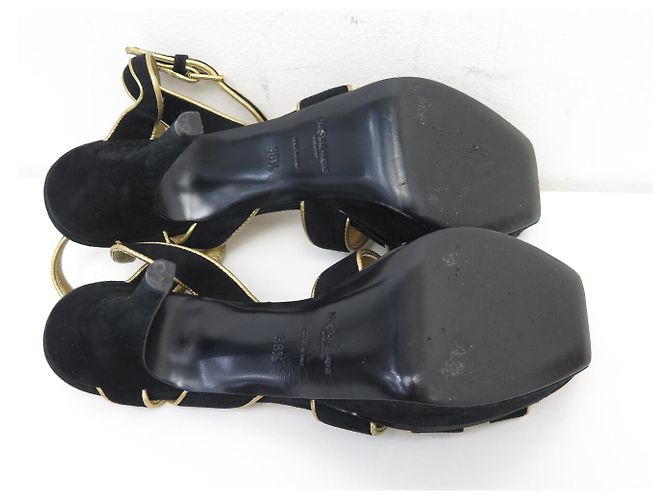 SANDALI IN CAMOSCIO NERO YVES SAINT LAURENT TRIBUTE BL 267367 38.5 - vista 9