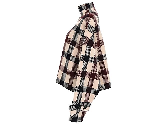 Maglione cropped a collo alto a quadri in jacquard Victoria Victoria Beckham in viscosa multicolore - vista 2