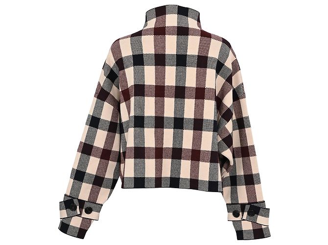 Maglione cropped a collo alto a quadri in jacquard Victoria Victoria Beckham in viscosa multicolore - vista 3