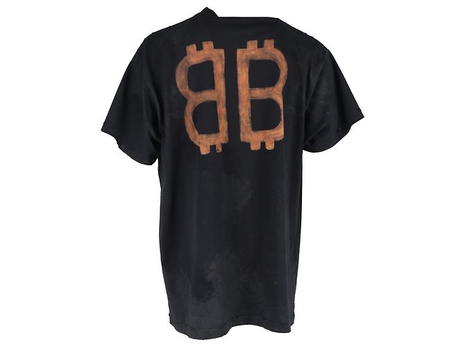 T-shirt Oversized Crypto Balenciaga in Cotone Nero - vista 3