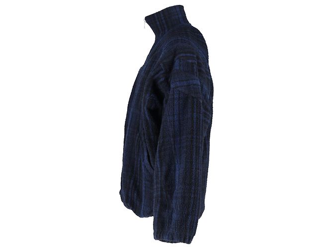 Everyday Balenciaga Check Tracksuit Jacket In Navy Blue Virgin Wool - view 2