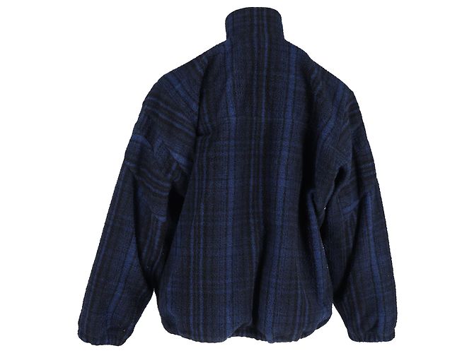 Everyday Balenciaga Check Tracksuit Jacket In Navy Blue Virgin Wool - view 3