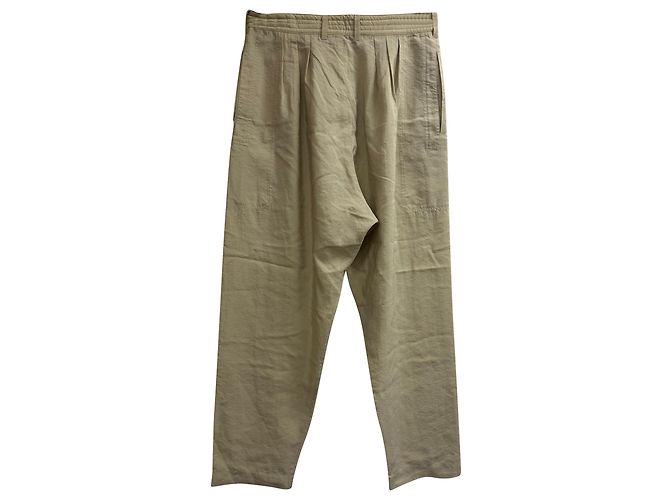Pantalones rectos a medida Lemaire en seda beige - vista 2