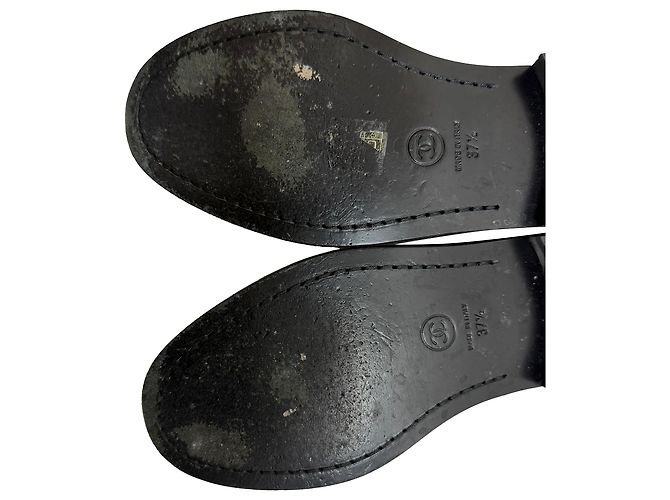 Timeless Mocassini con logo lucido Chanel in pelle di vitello nera Nero - vista 11