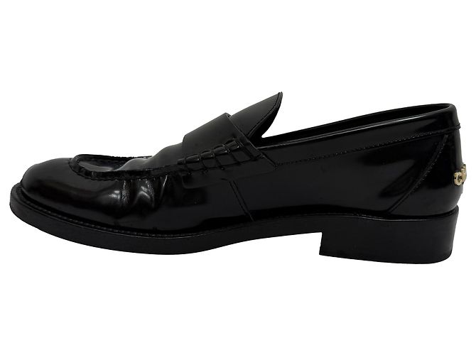 Timeless Mocassini con logo lucido Chanel in pelle di vitello nera Nero - vista 5