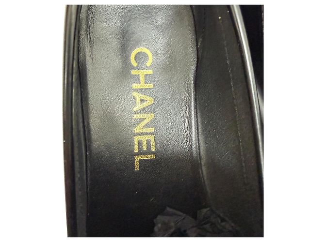 Timeless Mocassini con logo lucido Chanel in pelle di vitello nera Nero - vista 7