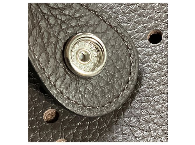 Borsa a Spalla Hermès Evelyn III 29 in Pelle Clemence Marrone Grigio - vista 17
