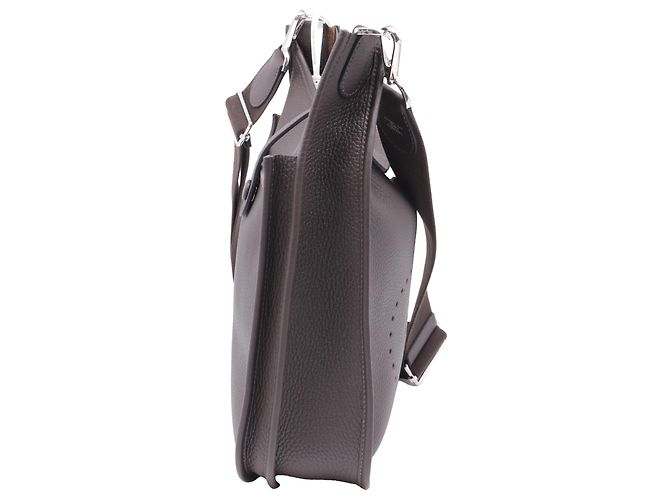 Borsa a Spalla Hermès Evelyn III 29 in Pelle Clemence Marrone Grigio - vista 2