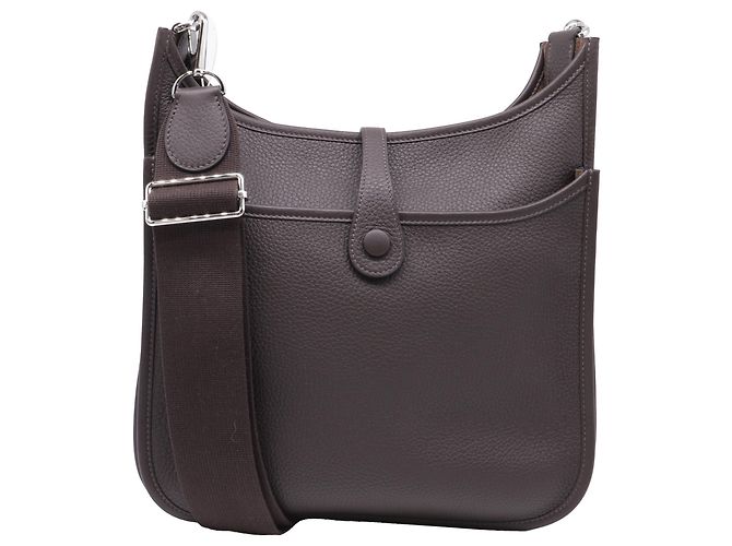 Borsa a Spalla Hermès Evelyn III 29 in Pelle Clemence Marrone Grigio - vista 3