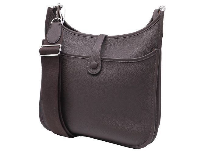 Borsa a Spalla Hermès Evelyn III 29 in Pelle Clemence Marrone Grigio - vista 4