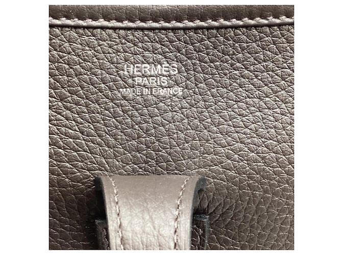 Borsa a Spalla Hermès Evelyn III 29 in Pelle Clemence Marrone Grigio - vista 9