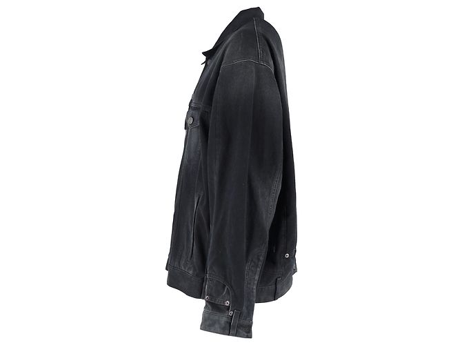 Giacca in denim deconstructed lavata Balenciaga in cotone nero - vista 2