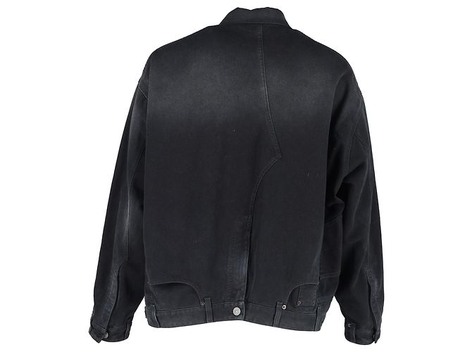 Giacca in denim deconstructed lavata Balenciaga in cotone nero - vista 3