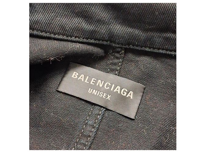Giacca in denim deconstructed lavata Balenciaga in cotone nero - vista 5
