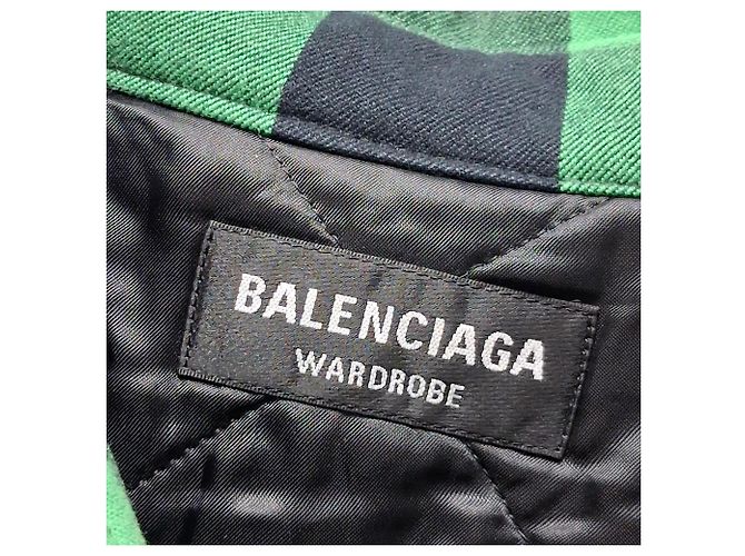 Camisa acolchoada xadrez Buffalo da Balenciaga em algodão verde - vista 4