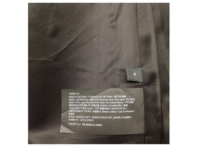Theory Elbow-Patch Plaid Blazer in Grey Wool - view 5