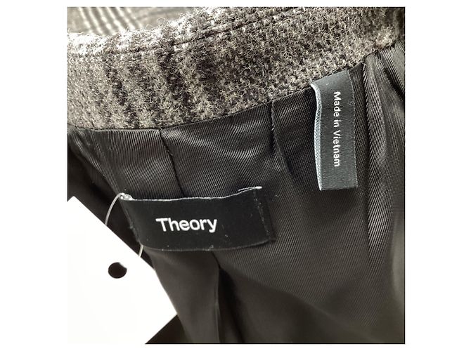 Theory Elbow-Patch Plaid Blazer in Grey Wool - view 6