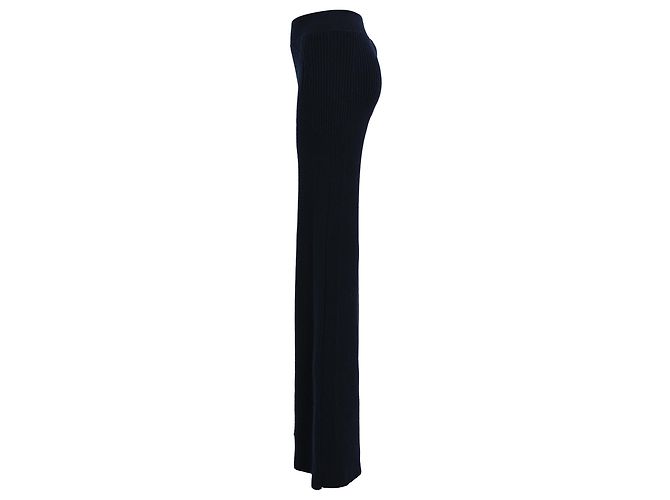 Chloé Ribbed Flared Pants in Navy Blue Wool - view 2