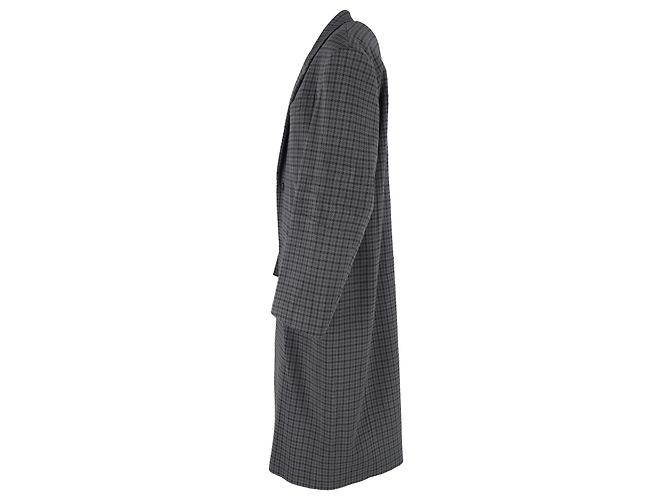 Balenciaga Oversized Houndstooth Coat in Grey Polyester - view 2