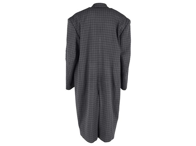 Balenciaga Oversized Houndstooth Coat in Grey Polyester - view 3