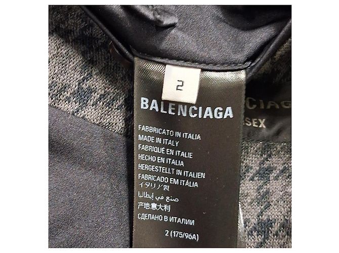 Balenciaga Oversized Houndstooth Coat in Grey Polyester - view 5