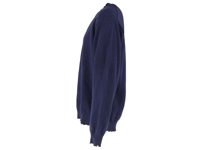Navyblauer Wollpullover mit Balenciaga-Logo-Stickerei Marineblau - Ansicht 2