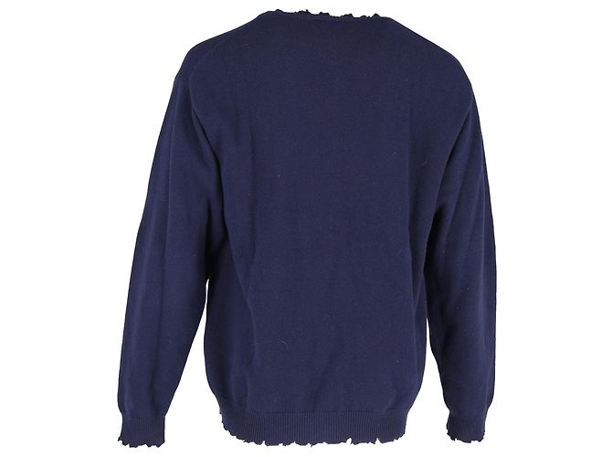 Navyblauer Wollpullover mit Balenciaga-Logo-Stickerei Marineblau - Ansicht 3