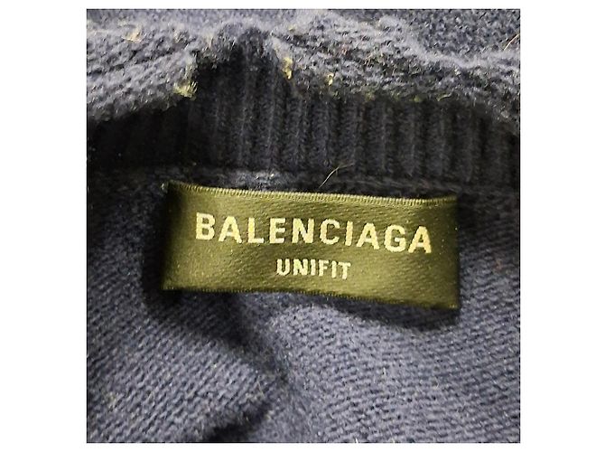 Navyblauer Wollpullover mit Balenciaga-Logo-Stickerei Marineblau - Ansicht 4