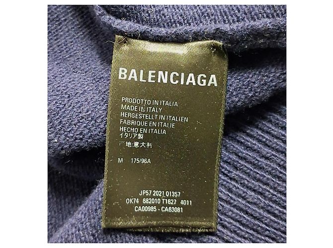 Navyblauer Wollpullover mit Balenciaga-Logo-Stickerei Marineblau - Ansicht 6