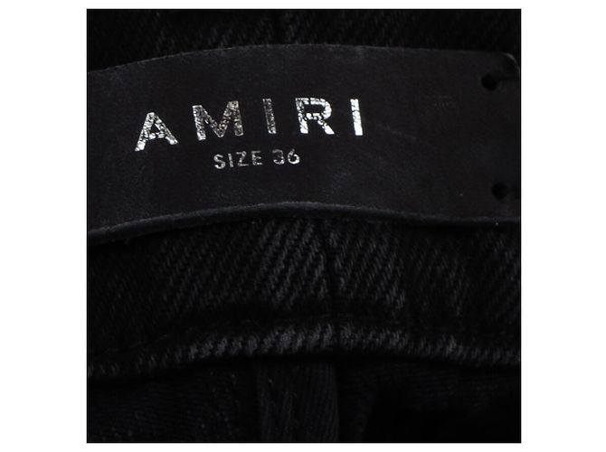 Jeans dritti strappati Amiri in cotone nero - vista 5