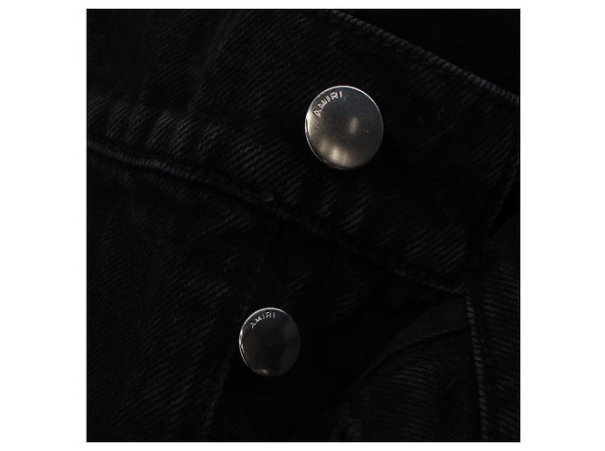 Jeans dritti strappati Amiri in cotone nero - vista 6