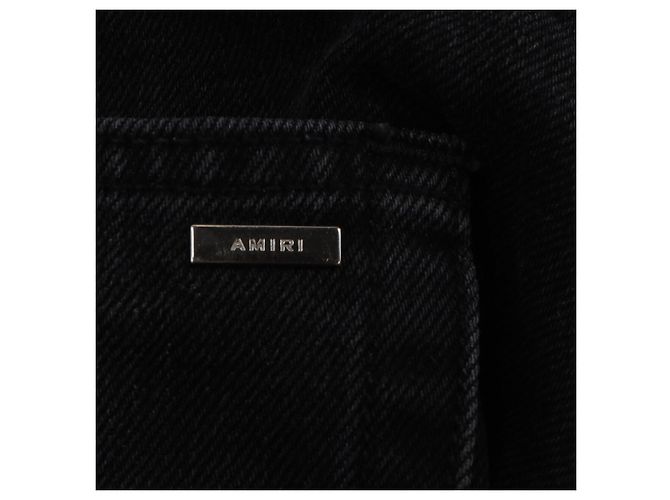 Jeans dritti strappati Amiri in cotone nero - vista 7