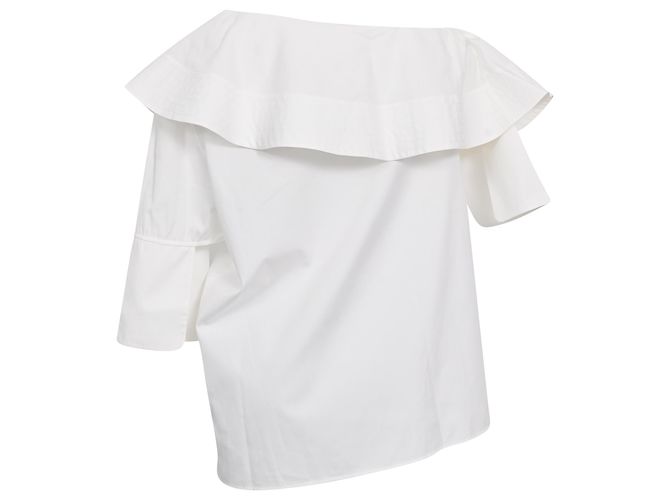 Victoria Victoria Beckham Off-Shoulder Rüschbluse aus weißer Baumwolle Roh - Ansicht 5