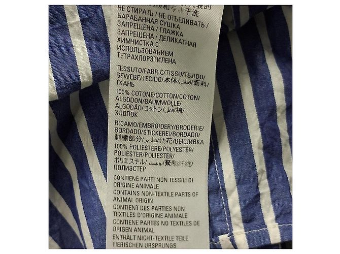 Camicia a righe in cotone blu con logo ricamato Balenciaga - vista 6