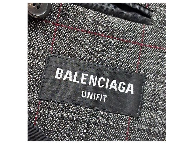 Balenciaga Double-Breasted Oversized Checked Blazer in Grey Viscose - view 4