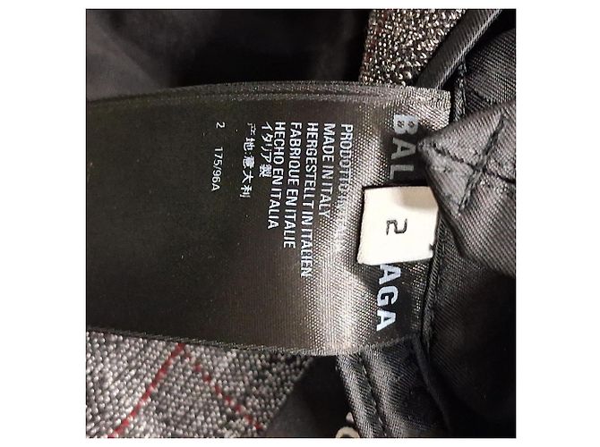 Balenciaga Double-Breasted Oversized Checked Blazer in Grey Viscose - view 5