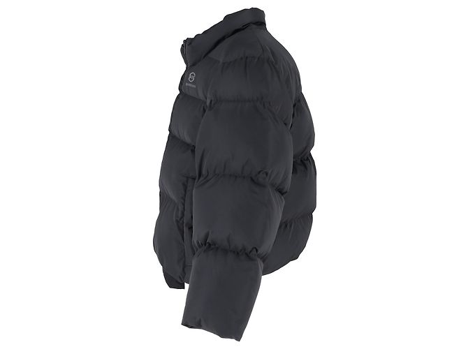 Balenciaga Logo Zip-Up Cropped Down Jacket in Black Polyester - view 2