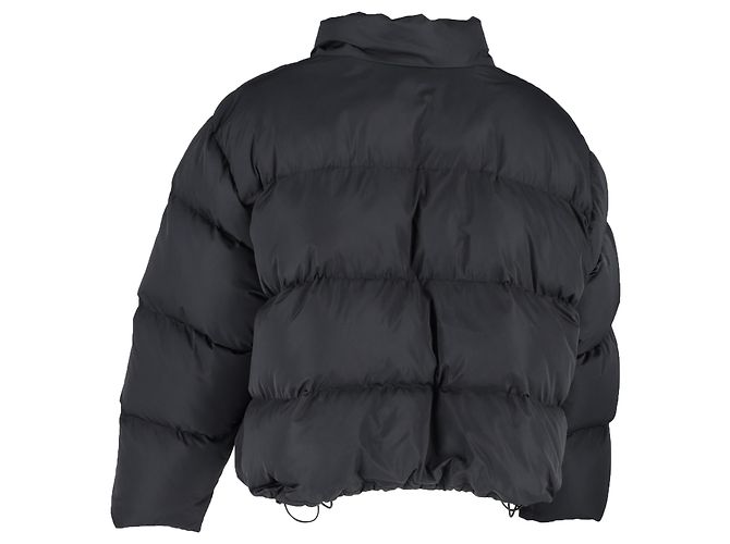 Balenciaga Logo Zip-Up Cropped Down Jacket in Black Polyester - view 3