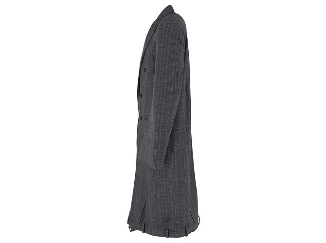 Balenciaga Deconstructed Check Coat in Grey Wool - view 2
