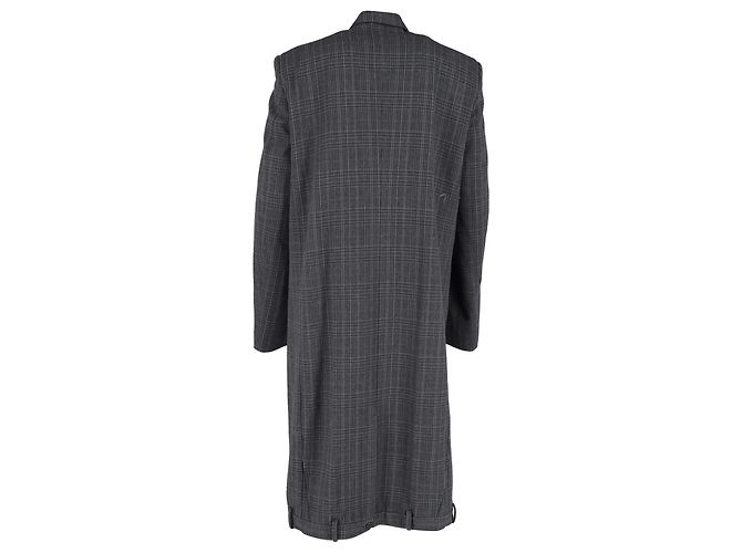 Balenciaga Deconstructed Check Coat in Grey Wool - view 3