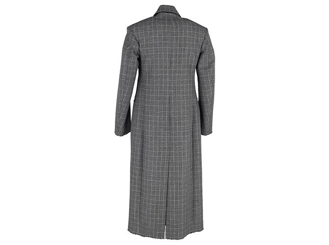 Grau kariertes Woll-Doppelreiher-Mantel von Balenciaga, lockere Passform - Ansicht 3